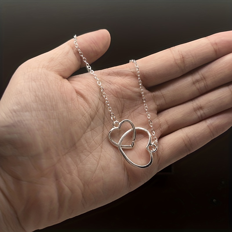 Interlocking Hearts Necklace, Gift to Mom from Daughter