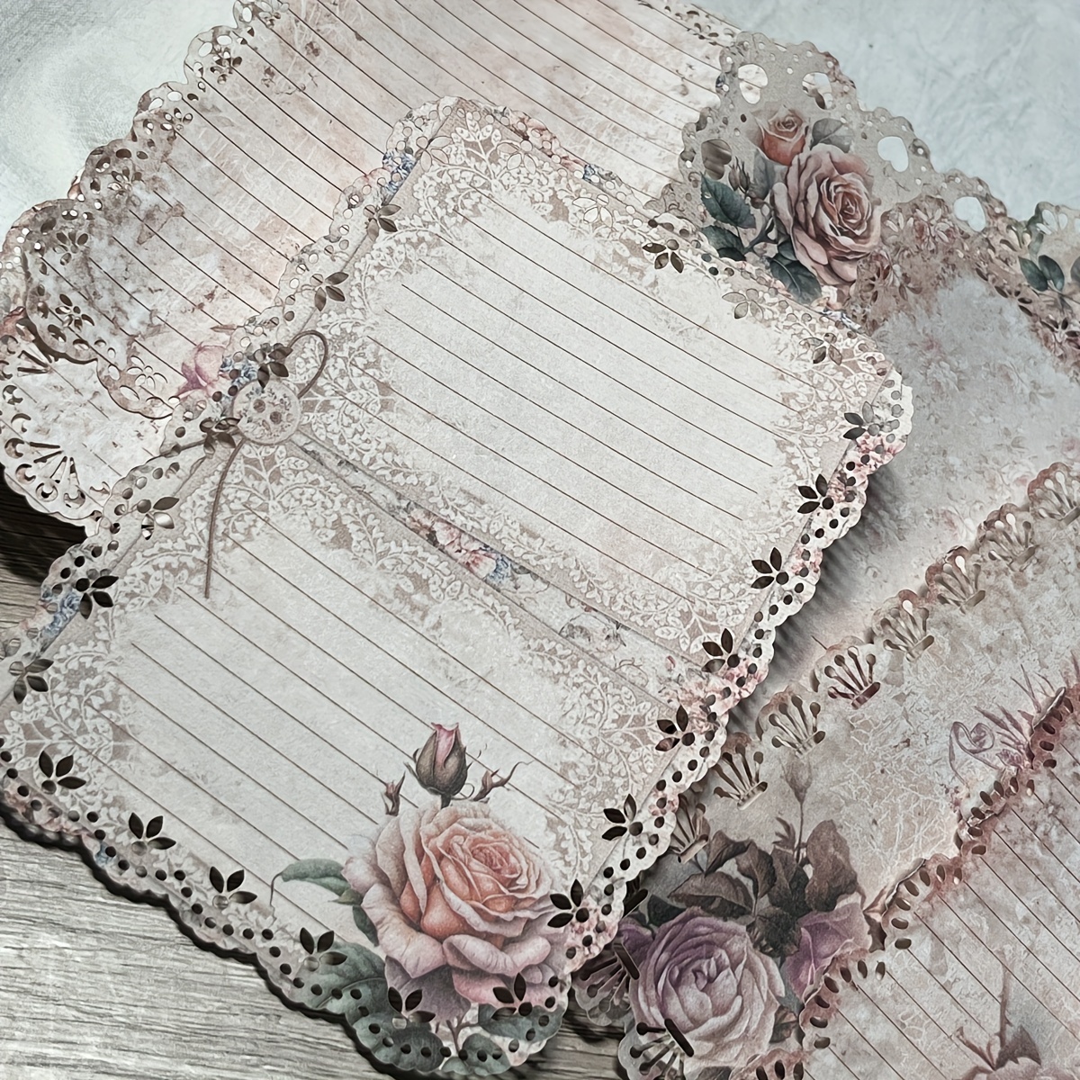 

10pcs Fresh Flower Hollow Lace Journal Diy Decoration Collage Mini Material Paper