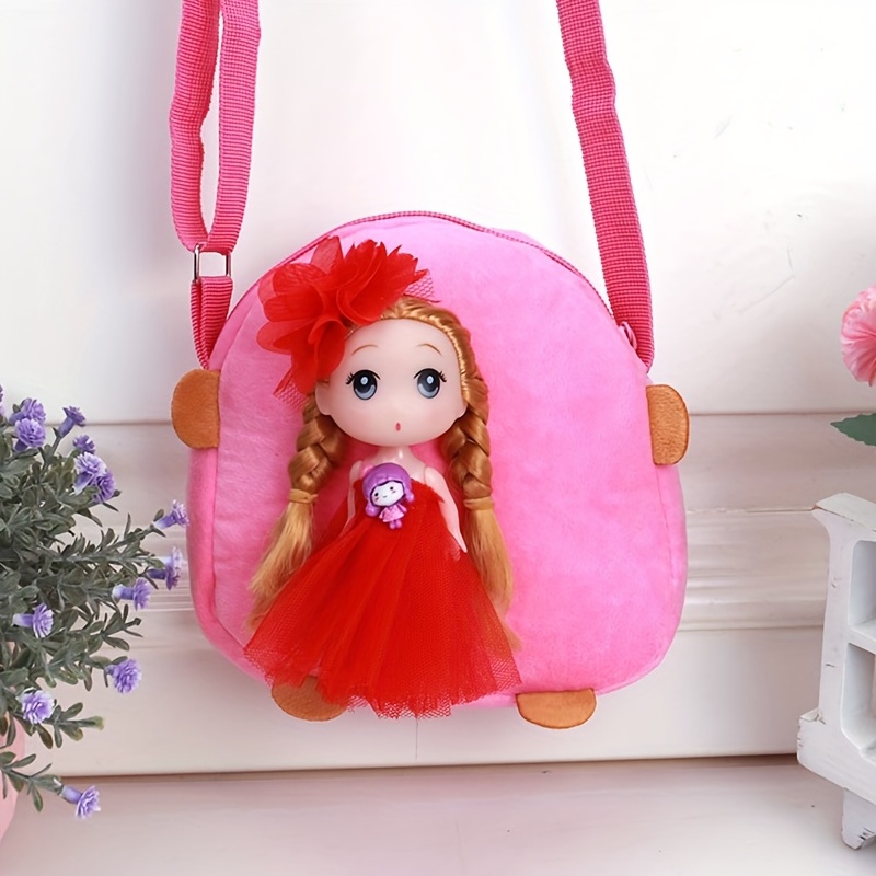 Kids Doll Decor Crossbody Bag with Wide Strap