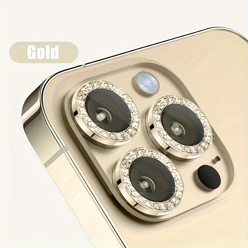 

1 Set Rhinestone Metal Camera Lens For Iphone 15 Pro Max 15plus 14 Pro Max 14plus Camera Protector Shinny Back Lens Protective Cap