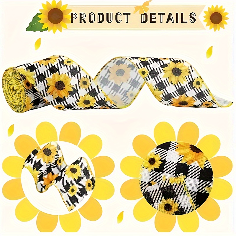 fall thanksgiving wired edge ribbon sunflower wired edge - Temu