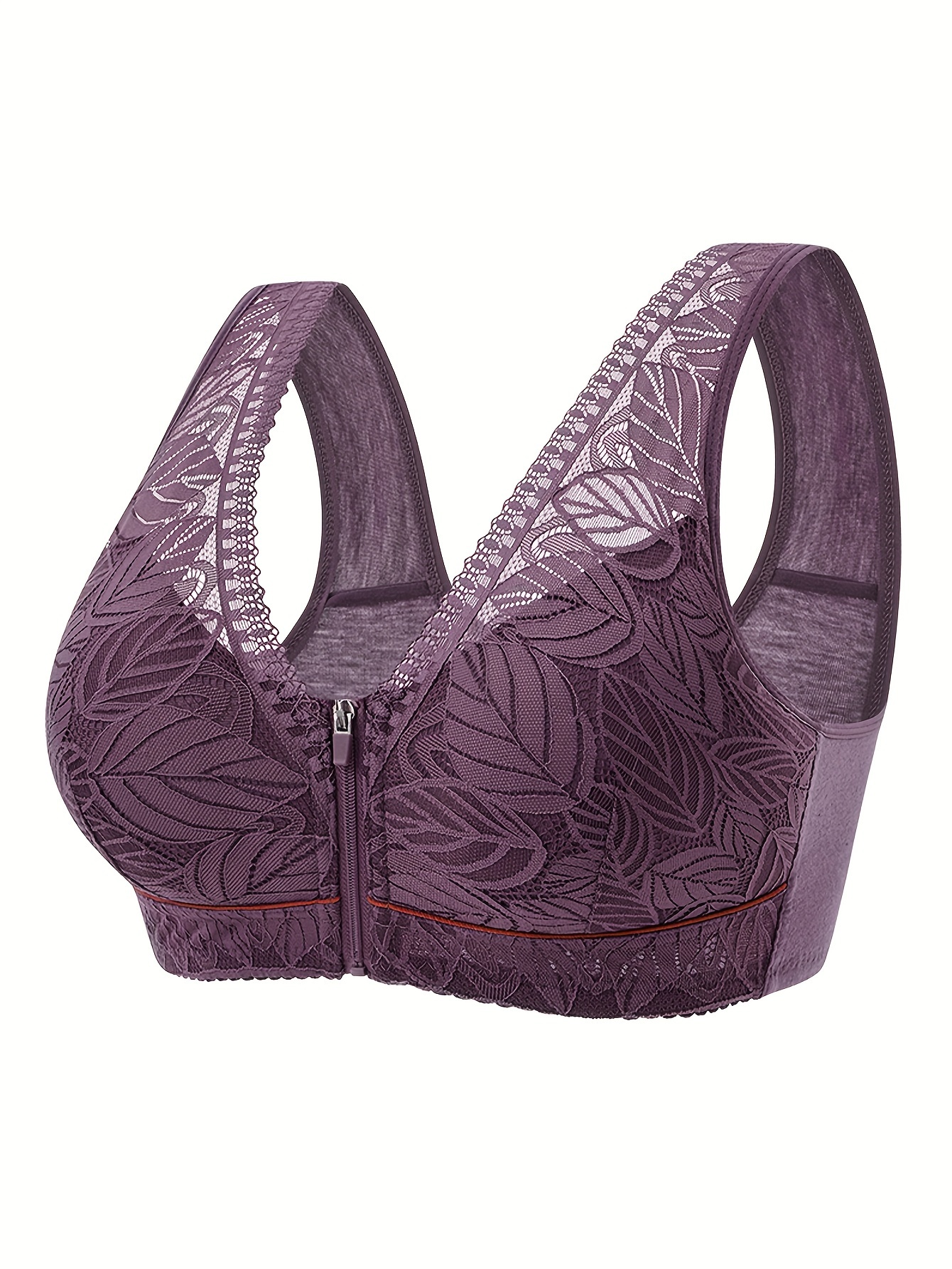 Molded Cups Front Closure Plus Size Women's Underwear ,Wireless Printed  Wide Straps Tank Style New Bra