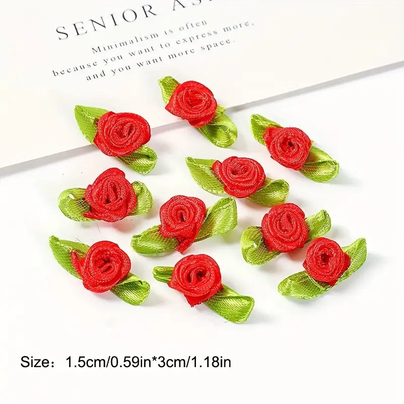 Mini Ribbon Roses For Crafts Artificial Fabric Flowers With - Temu