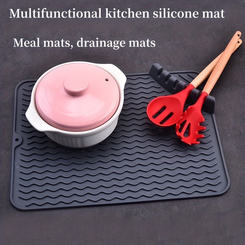 Drain Mat Silicone Wavy Draining Mat Drying Mat For Kitchen - Temu