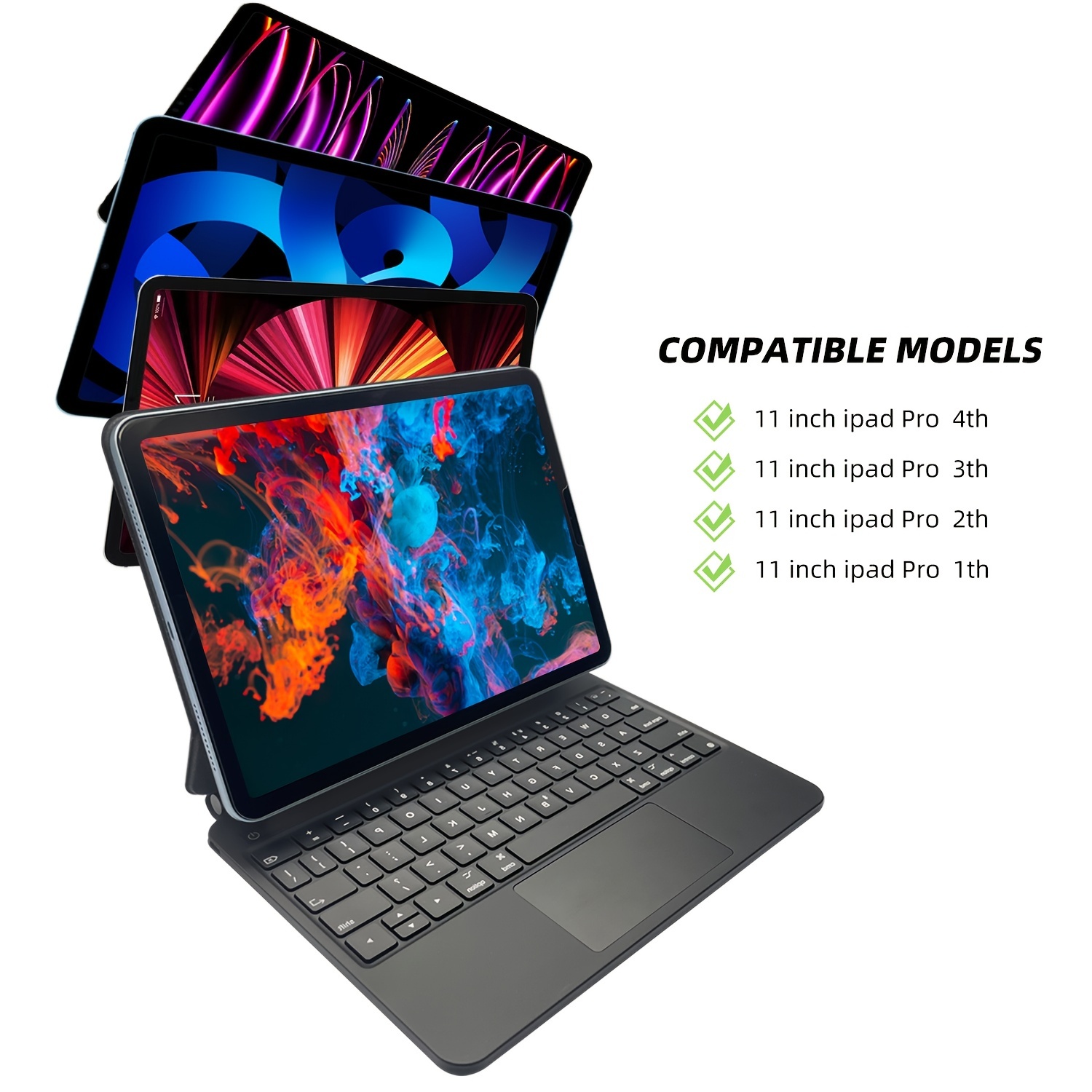 Keyboard Case for iPad Pro 11 inch 4th Generation 2022 / iPad Pro 11 inch 2021&2020&2018, iPad Air 5th/4th Gen, Detachable Bluetooth Keyboard with