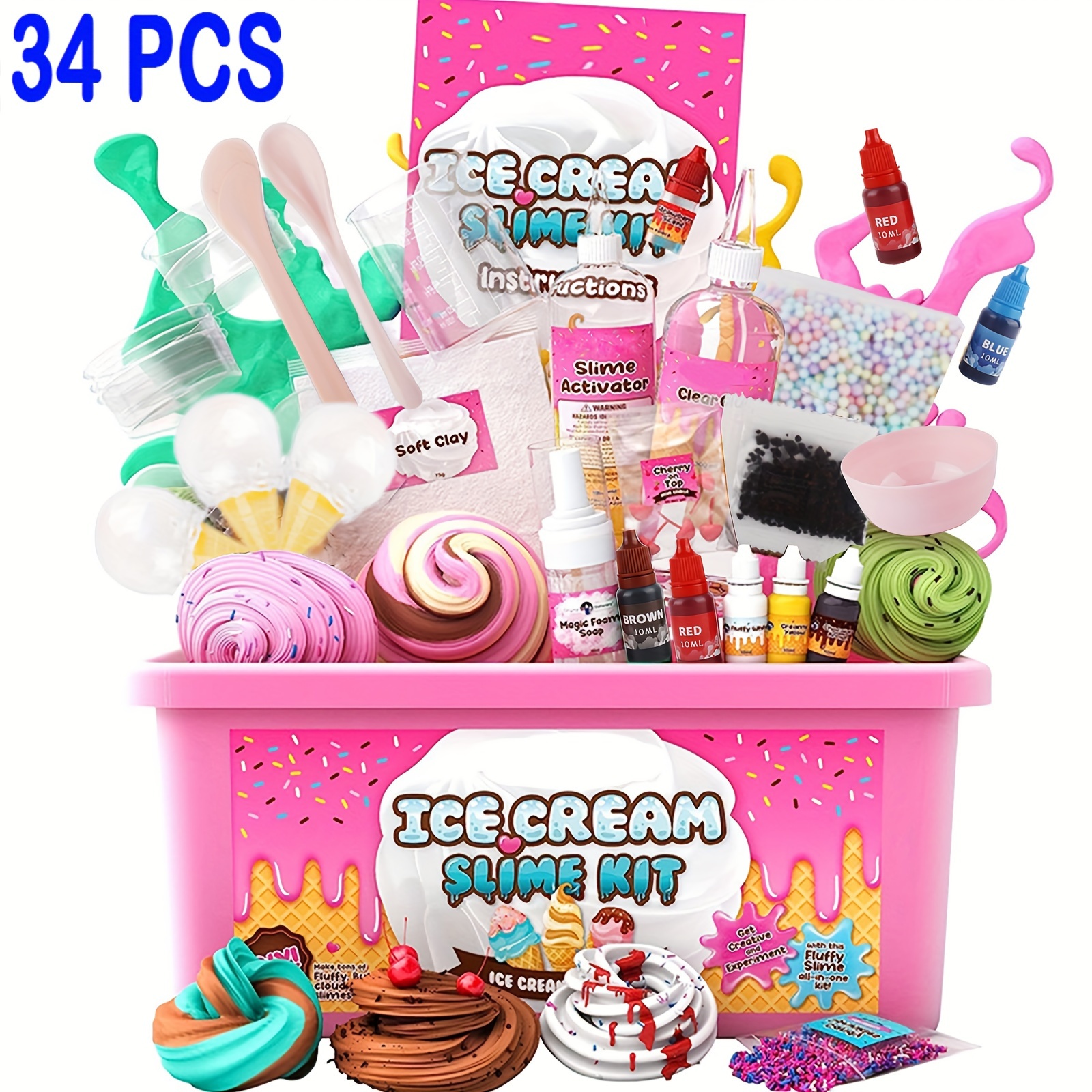 Ice Cream Charm Slime Kit Girls Slime Kit Diy Butter Foam - Temu