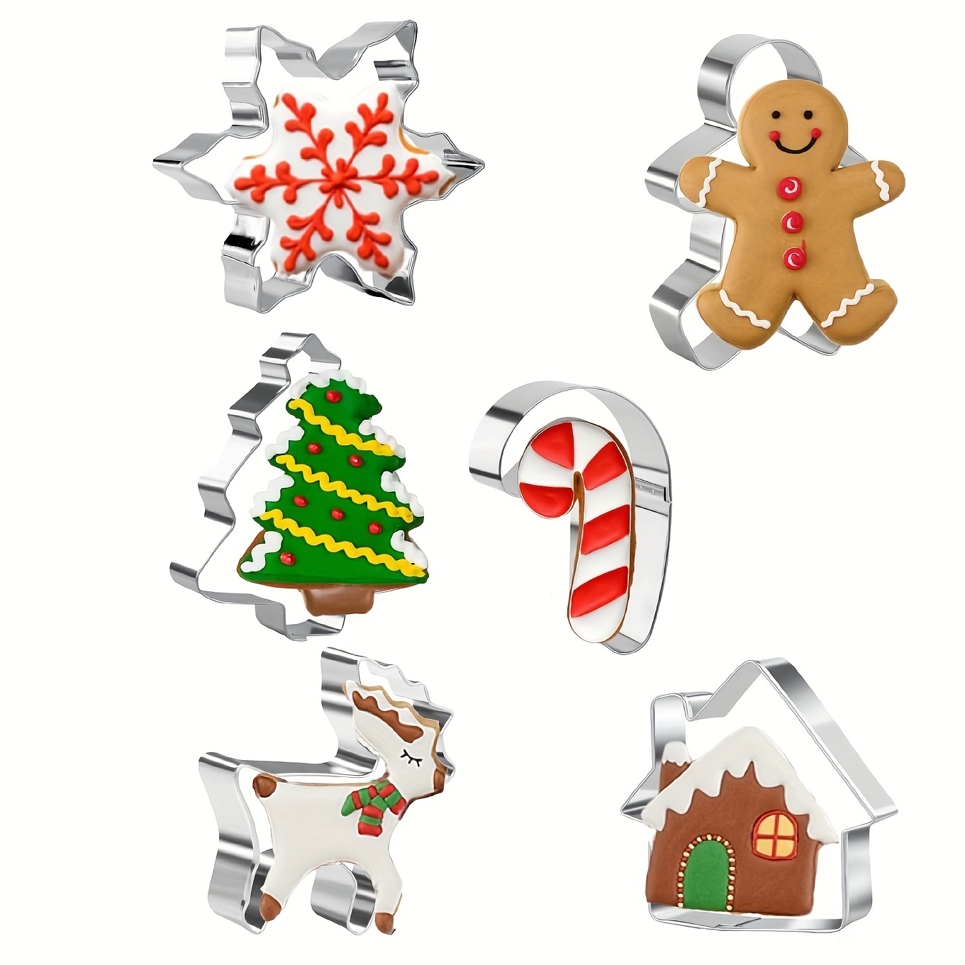 Christmas Cookie Cutters Cartoon Gingerbread Man Snowflake - Temu