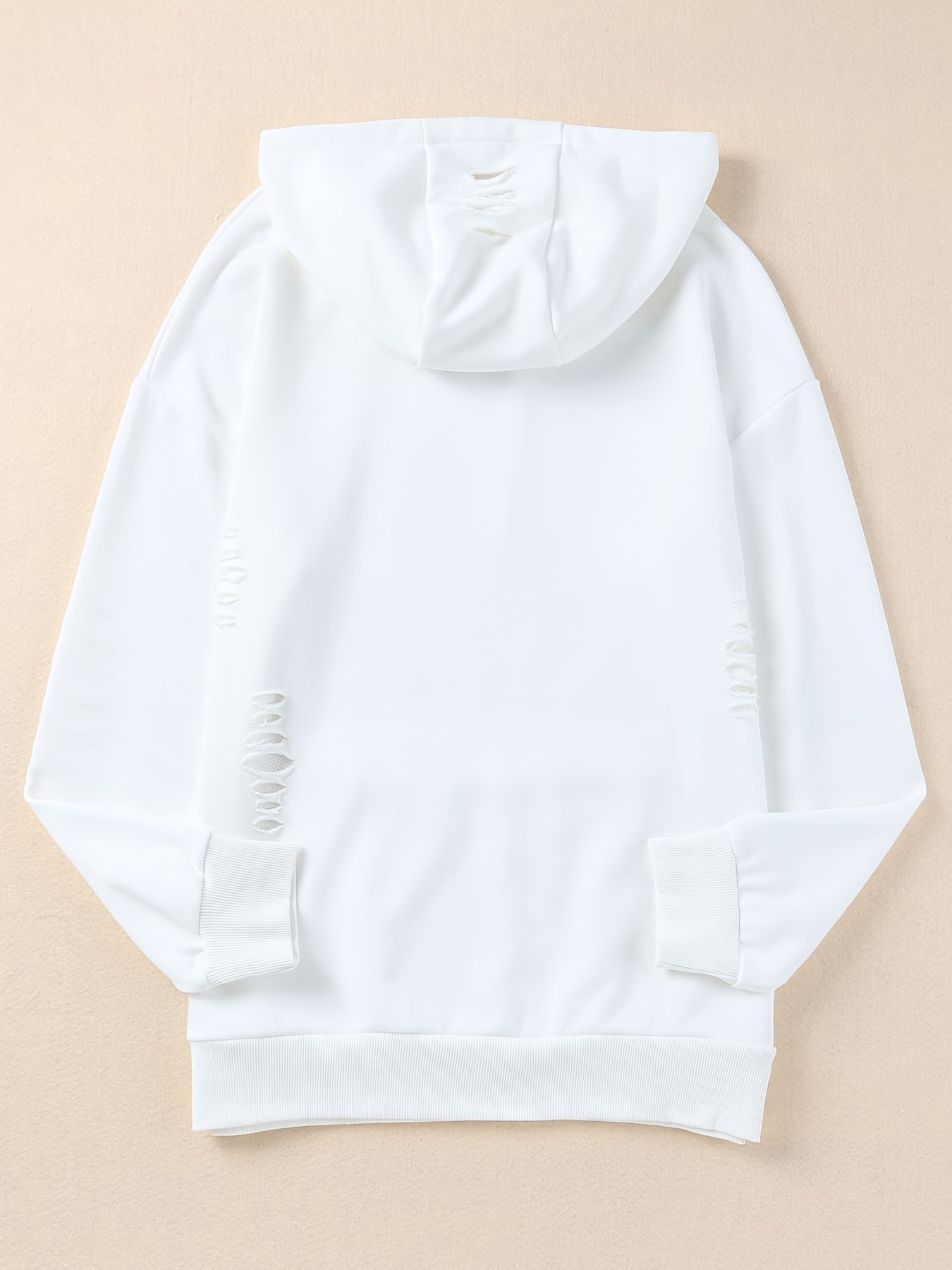 Women's Oversized Ripped Sweatshirts Pocket Hooded Pullover - Temu