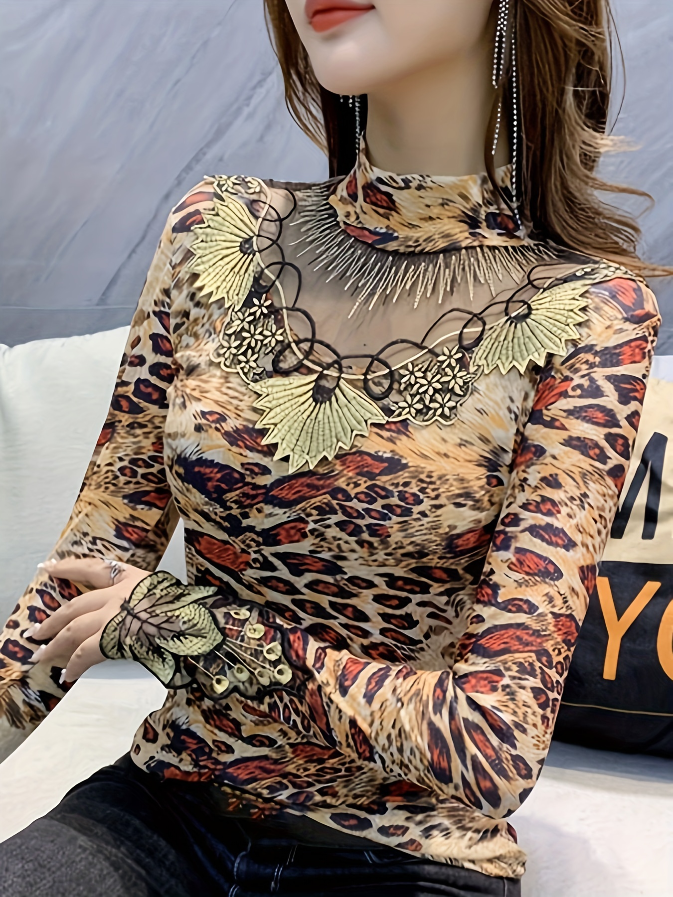 Joyspun Mesh Trim Knit Leopard Print Robe, Free Inner Chemise - Bras,  Shapewear, Activewear, Lingerie, Swimwear Online Shopping