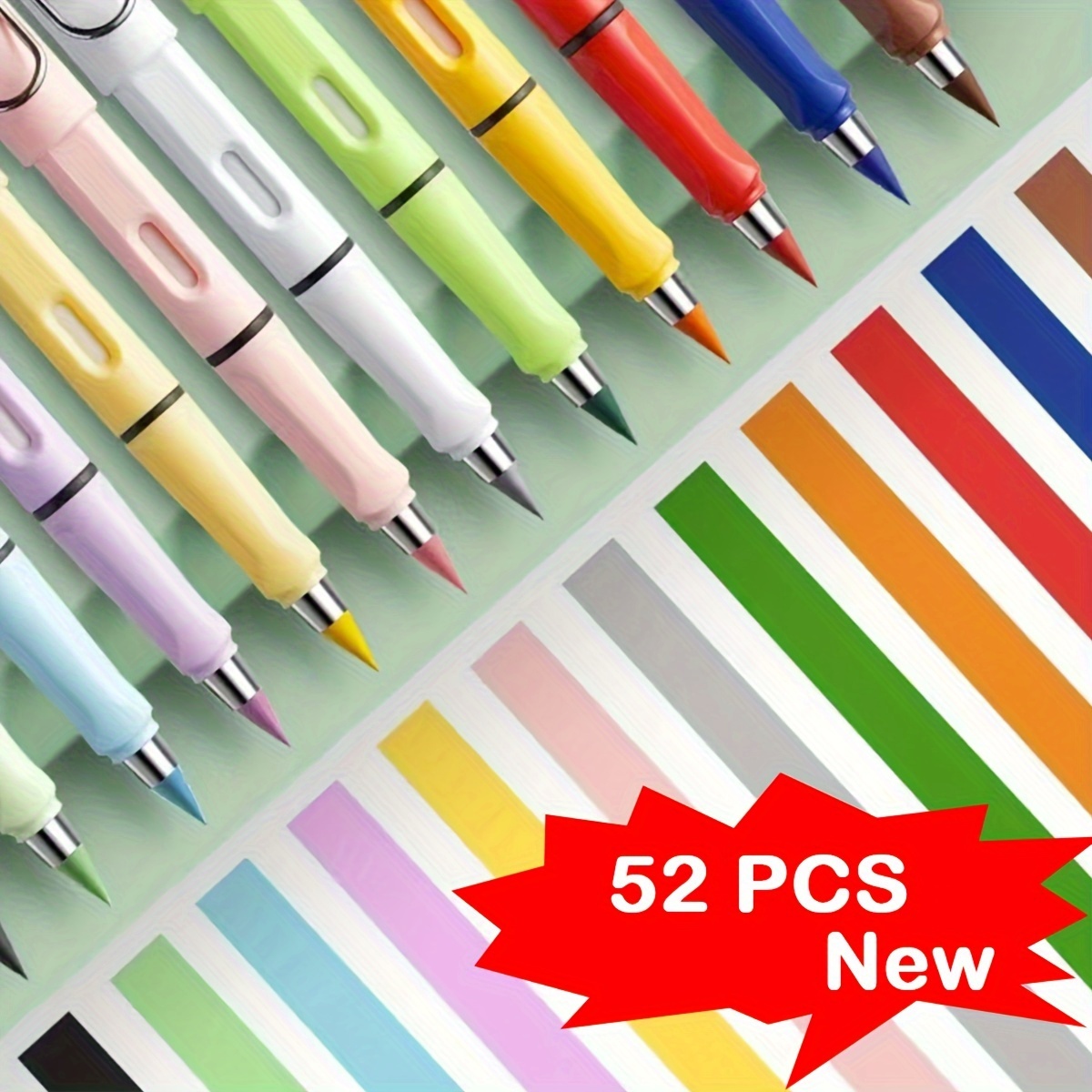 

52pcs/set Colored Pencils, New Classic Color 4 Pencils+48 Colored Pencil Tips Set Eternity Pencils, Erasable, Not Easy To Break, No Sharpening Pencils, Painting Pencils, Art Pencils