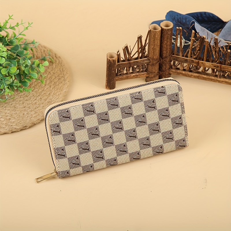 Mini Vintage Geometric Print Wallet, Zipper Around Credit Card Holder,  Retro Clutch Coin Purse & Phone Bag - Temu Bahrain