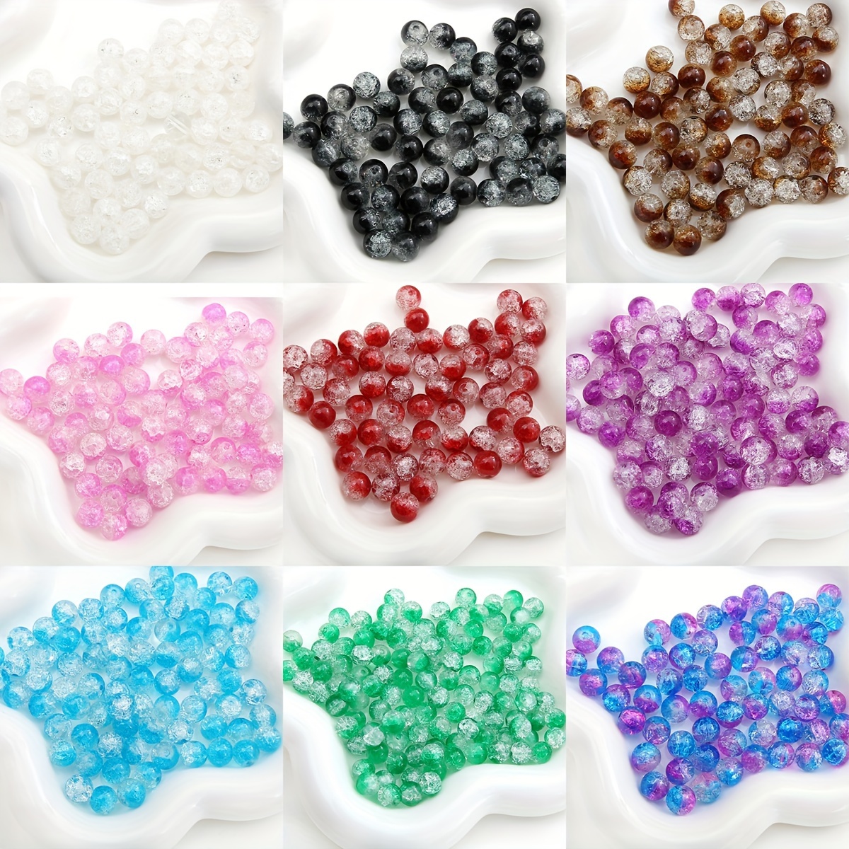 New Glass Crackle Crushed Explosion Flower Beads For Jewelry - Temu