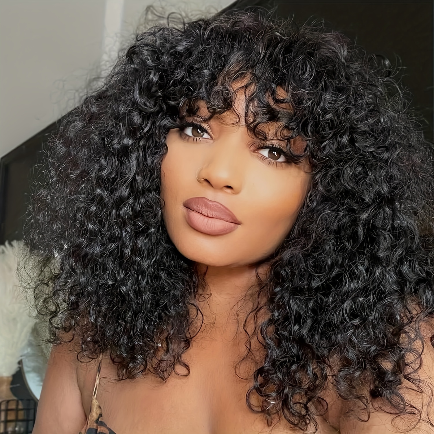 Natural curly human clearance hair wigs