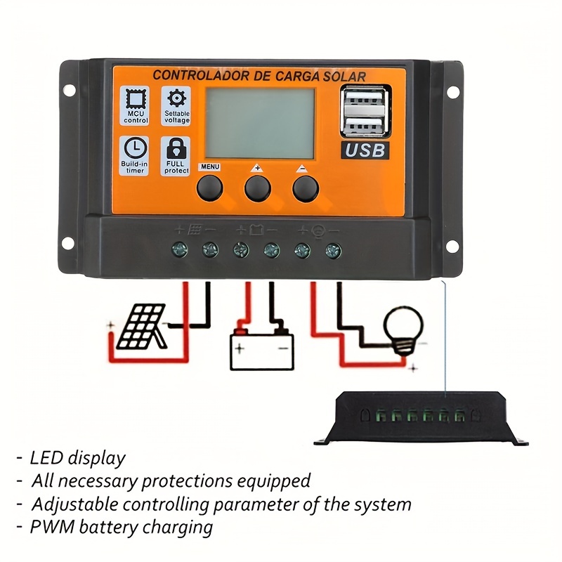 1 Kit Panel Solar Usb Dual 12 V-18 V-24 V Controlador, Cable Carga