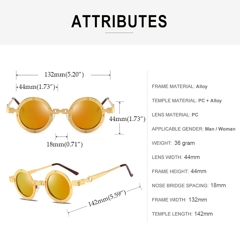 Keithion Steampunk Style Round Vintage Sunglasses Retro Eyewear for Men Women with Leather Side Glasses UV400,Temu