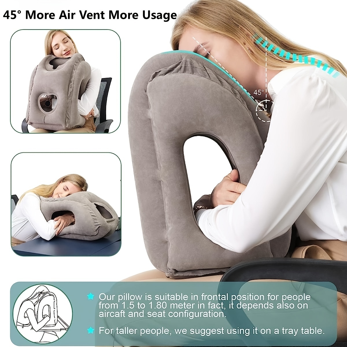 Inflatable Air Travel Pillow Airplane Office Nap Rest Neck Head