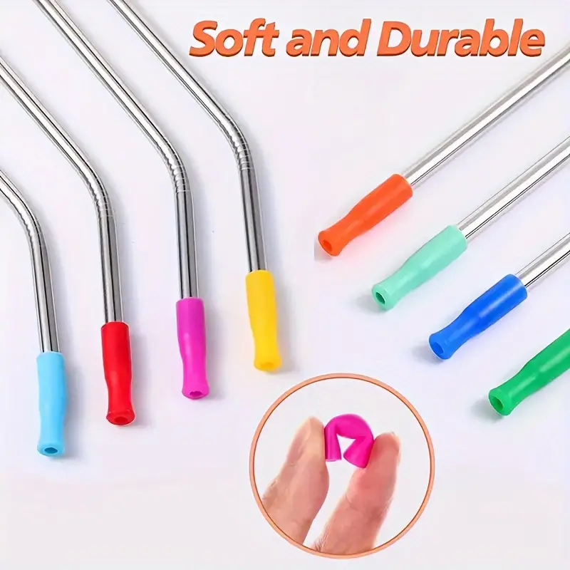 100 50 20pcs silicone straw sleeve for stanley cup spring summer reusable straw sleeve multicolor food grade straw tip cover stainless steel metal straw tip for 0 25 inch wide kitchen accessories party supplies valentines day party supplies details 7