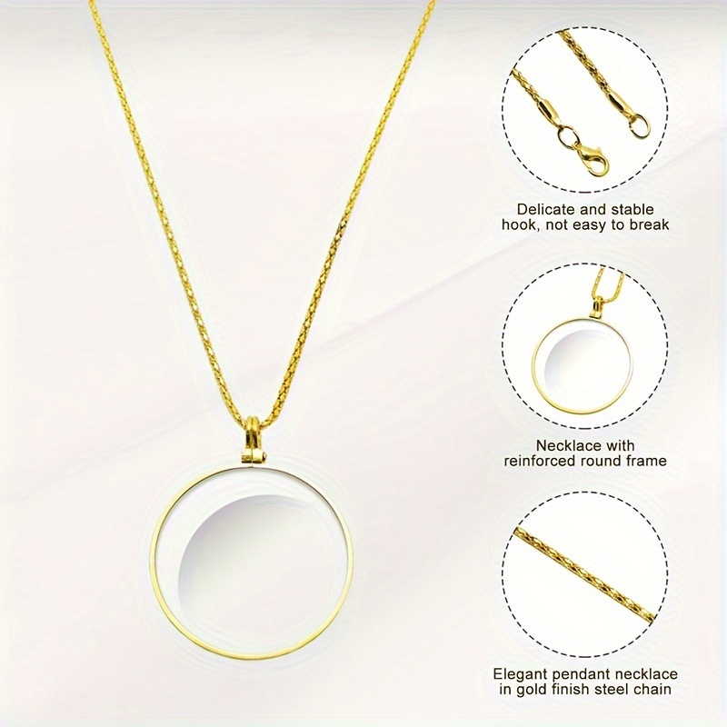 Magnifier Round Reading Magnifying Glass Lens Pendant Chain - Temu