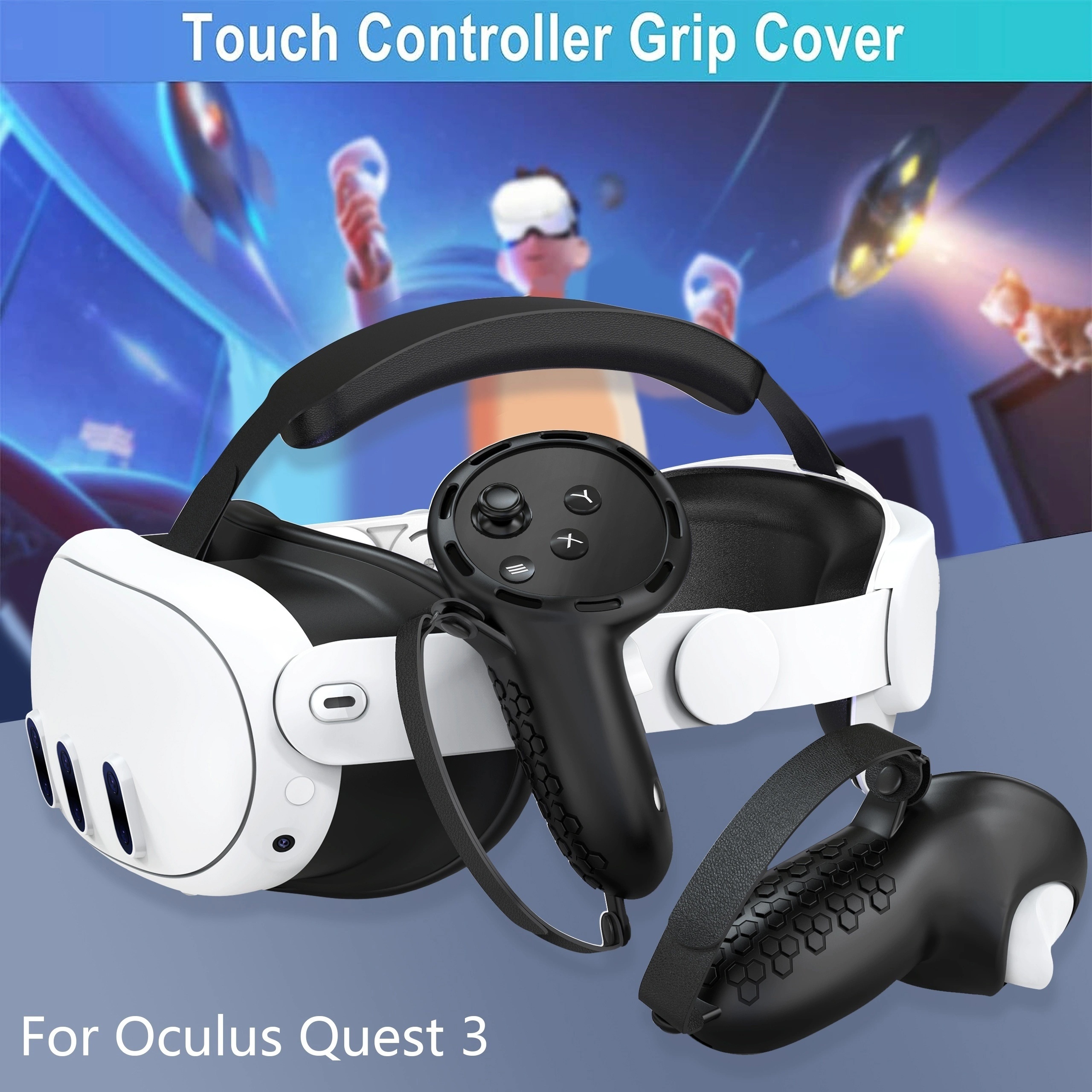Meta Quest 3 Controller Adjustable Silicone Grips & Straps