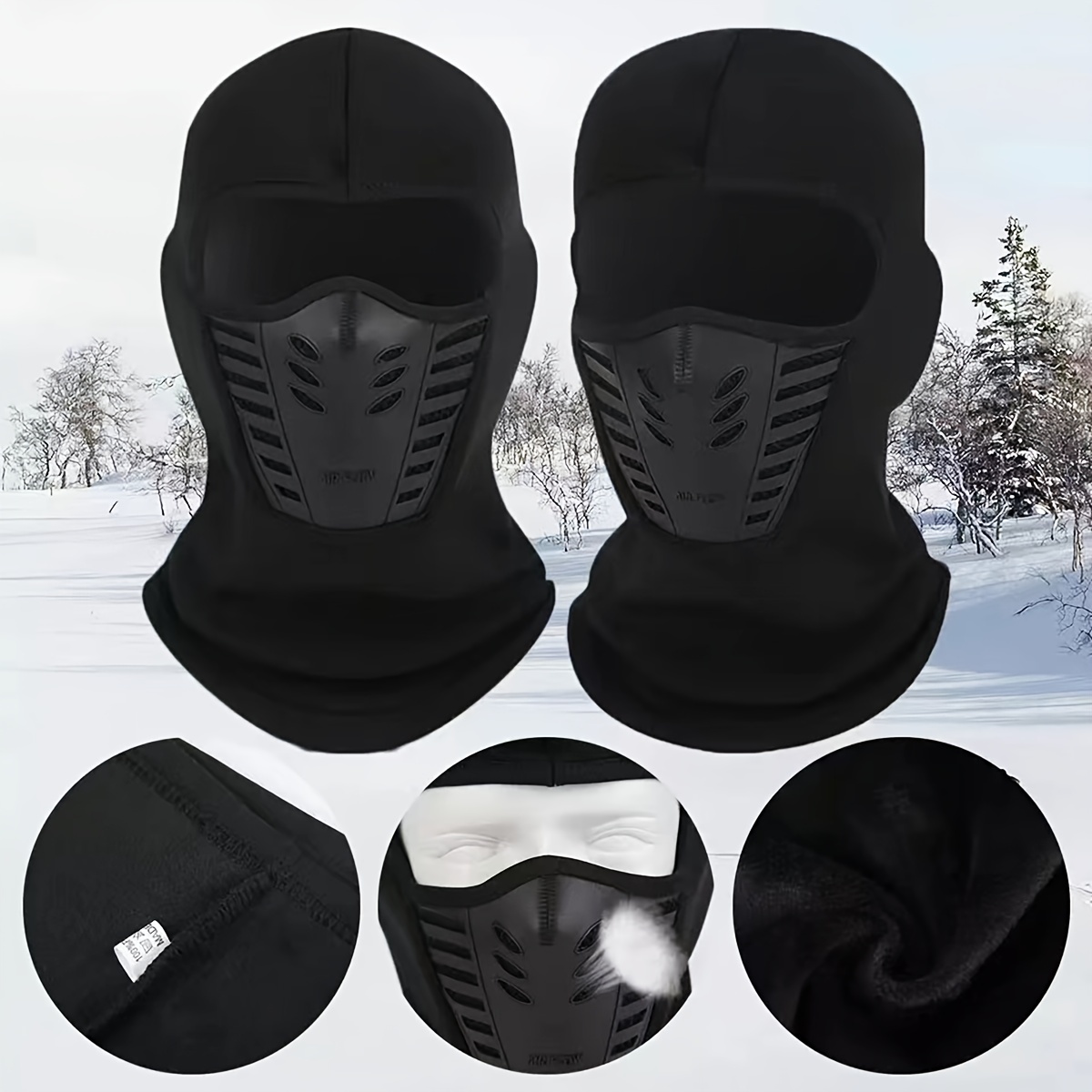 1pc Fleece Balaclava Face Mask Windproof Thermal Full Face Cover Headwear for Winter Cycling Motorcycle Skiing