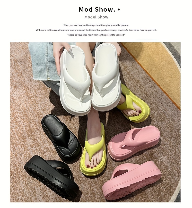   womens 7cm thick sole eva slide sandals open toe summer slippers with black white straps comfortable indoor outdoor use casual footwear   durable footwear Product details 3