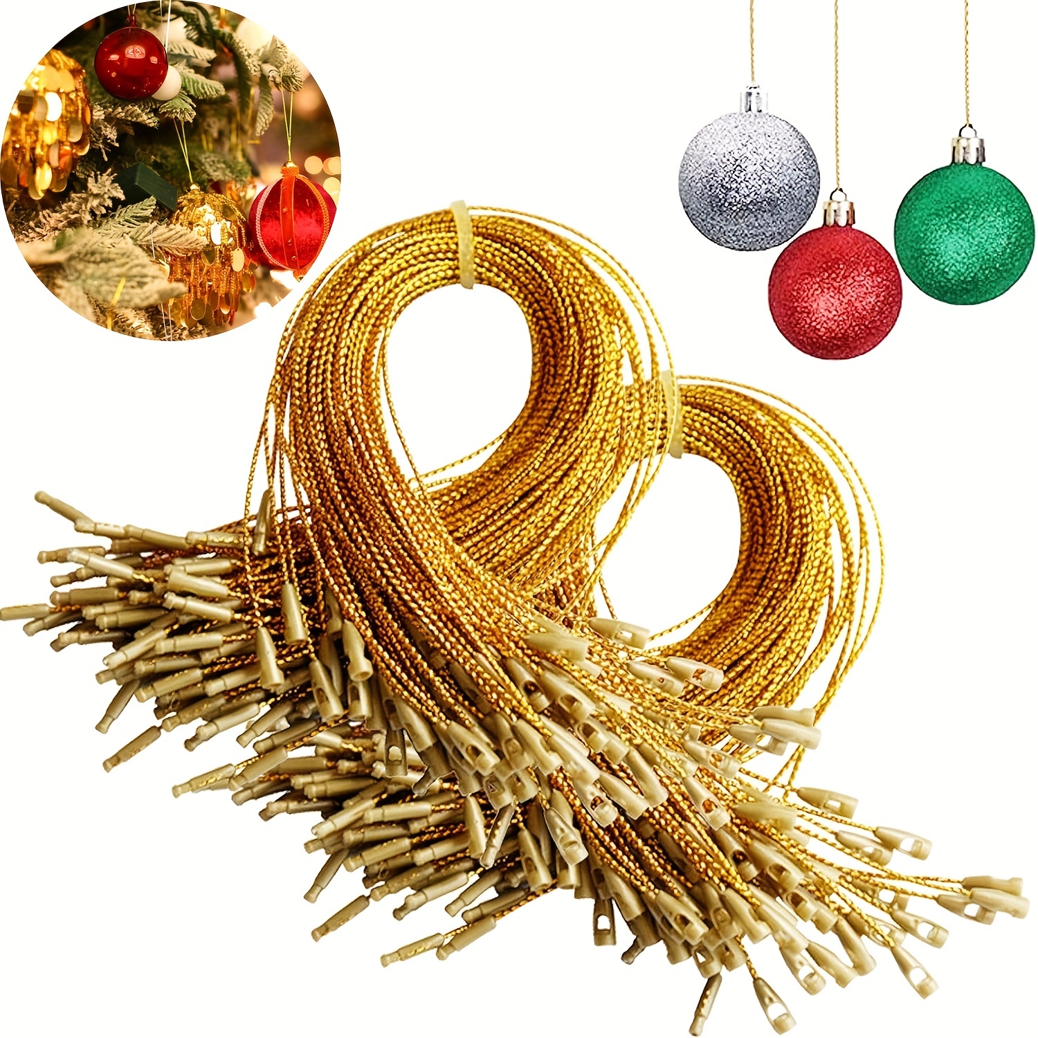 Christmas Ornaments Hanging String Xmas Tree Ball Hanging Pendant Ropes  Hook Rope With Snaps Locking Xmas Decoration Accessories