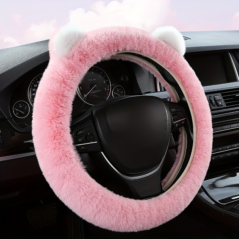 Winter Warm Fluffy Car Steering Wheel Cover Universal Lovely - Temu