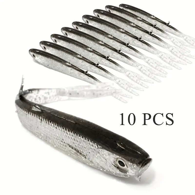 10pcs 7.5cm Soft Fishing Bait with Shrimp Odor and Salt - Rubber Bass Lure  for Crankbait and Swimbait Fishing