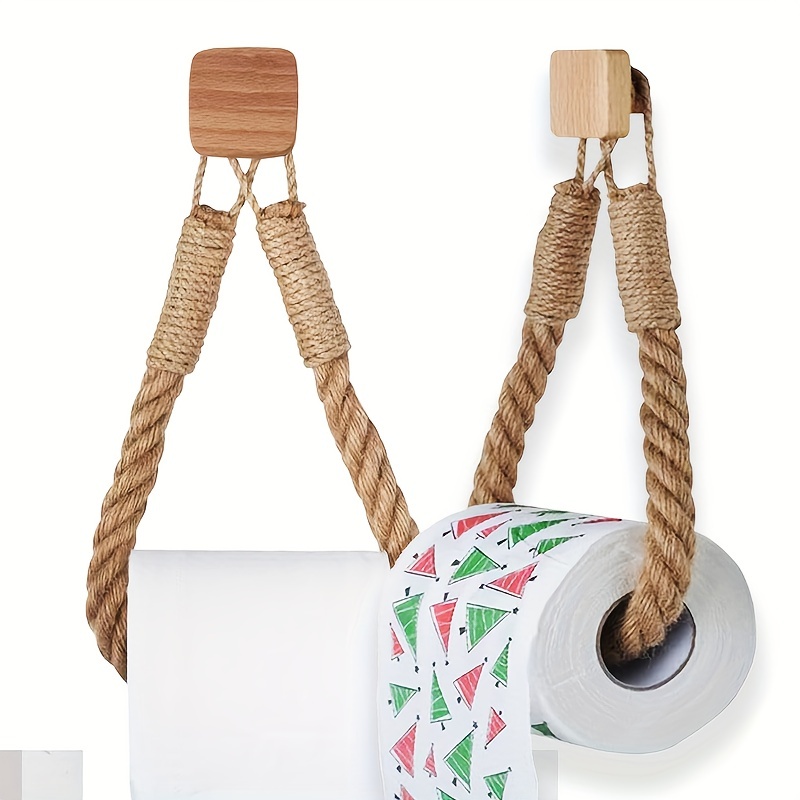 Hemp Rope Tissue Rack Bedroom Toilet Solid Wood Cotton Rope - Temu