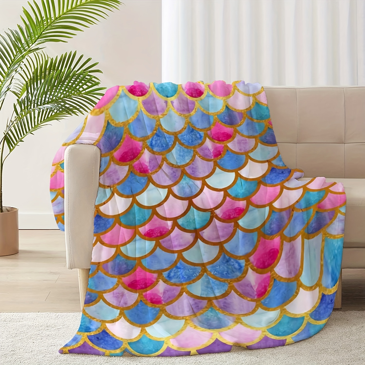 Mermaid scale throw online blanket