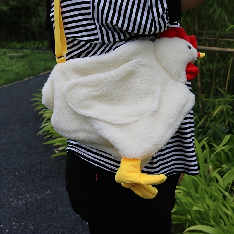 Cute Stuffed Duck Plush Toy Cartoon Doll Handbags Plush Cross-body Bag  Shoulder Bag YELLOW 