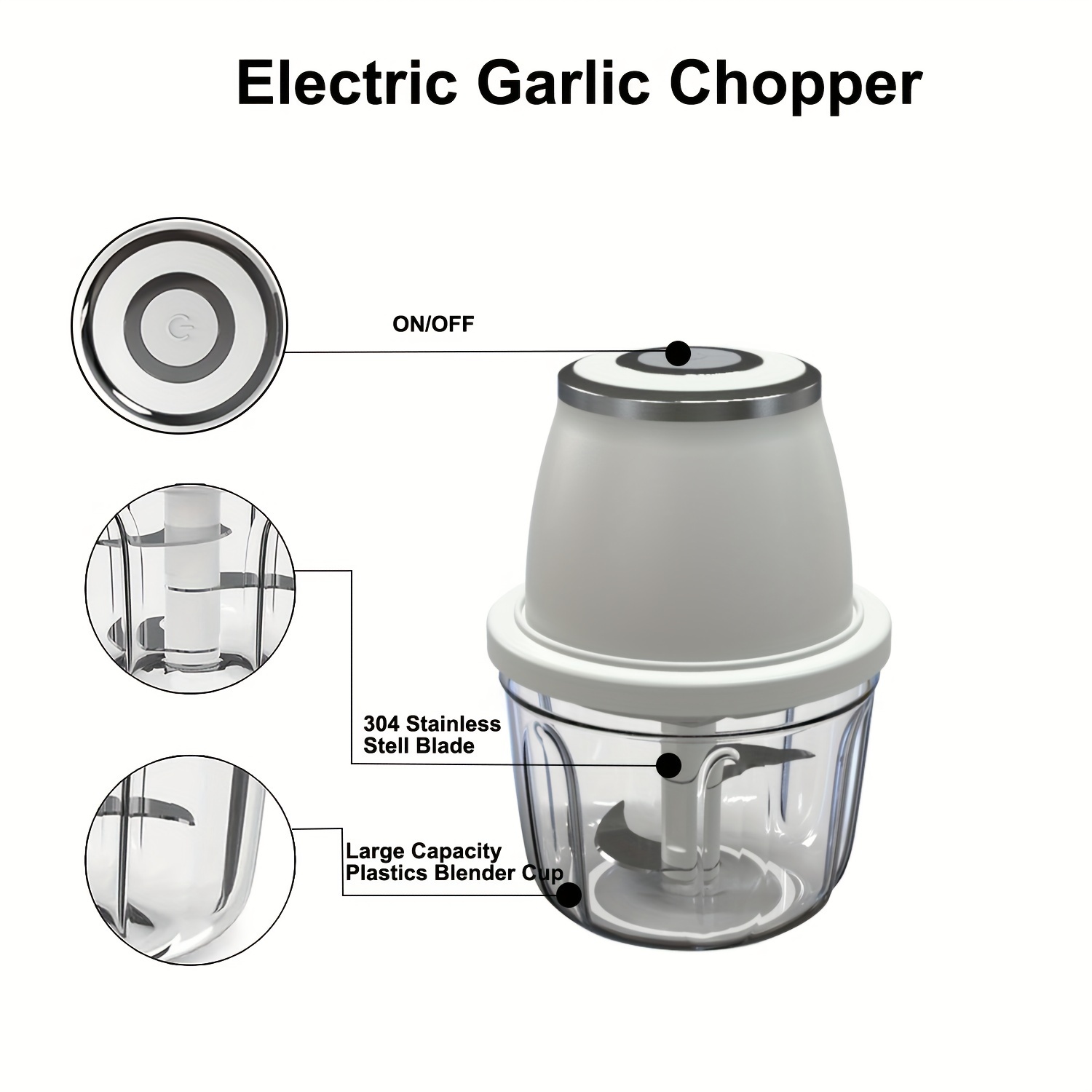 electric mini garlic mincer 350ml usb vegetable onion chopper portable small food processor for ginger chili vegetables meat mini kitchen appliances that are   gift   Product details 4