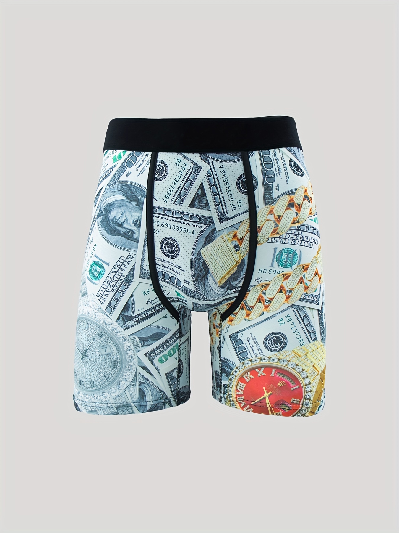 Men's Dollar Print Long Boxers Briefs Shorts Breathable - Temu Canada
