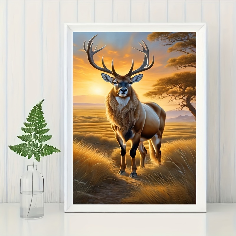 Noche Glowing Deer Diamond Painting Kits,Diamond for Adults Animal Deer Art  5D Round Diamond Cross Stitch Art,Suitable for Wall Decor Office Decor Or