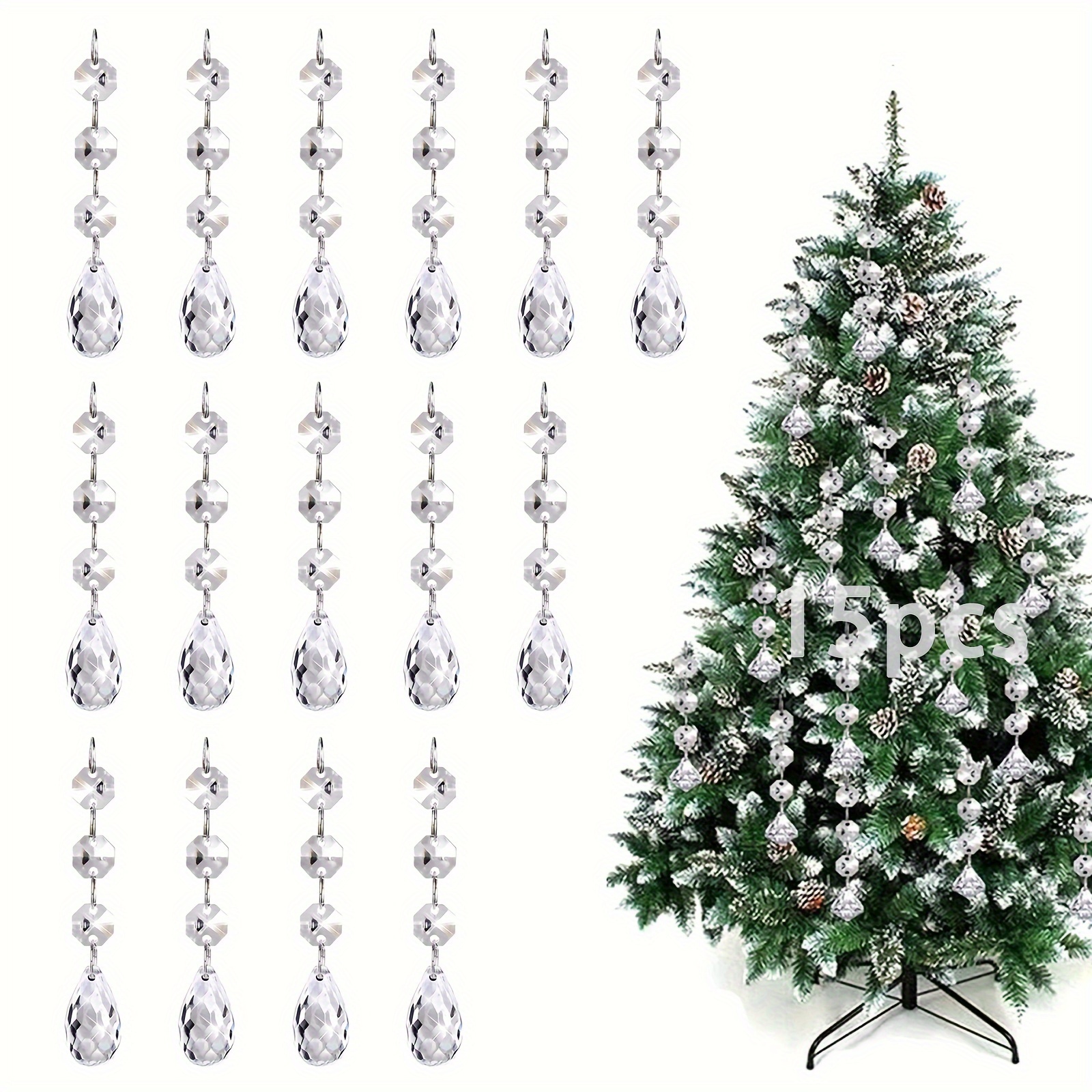 99FT Clear Acrylic Crystal Garland Strands Hanging Chandelier Bead Chain  Ornament String Decorations For Manzanita Centerpiece Christmas Tree Wedding