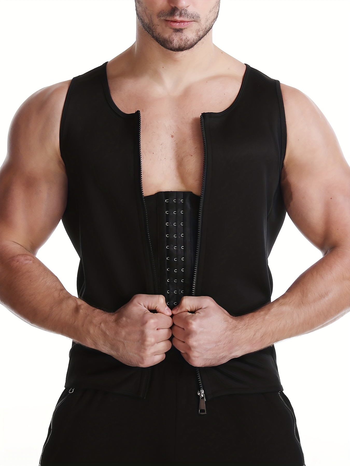 Men's Sauna Vest Workout Sweat Tank Top Waist Trainer Men - Temu