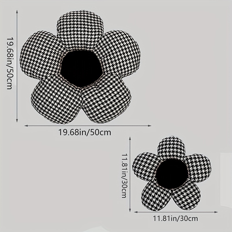 Stylish Houndstooth Flower Headrest Cushion & Waist Pad Car Accessory
