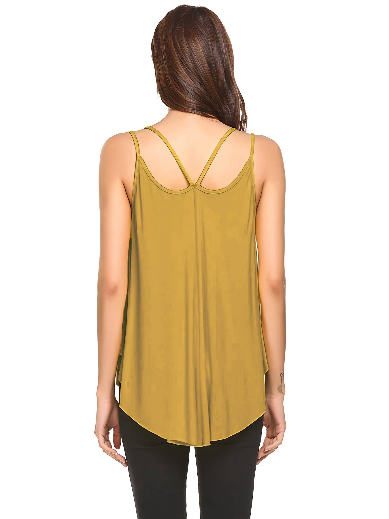 Solid Deep V Neck Sleeveless Camisole Tank Top Sexy Loose - Temu