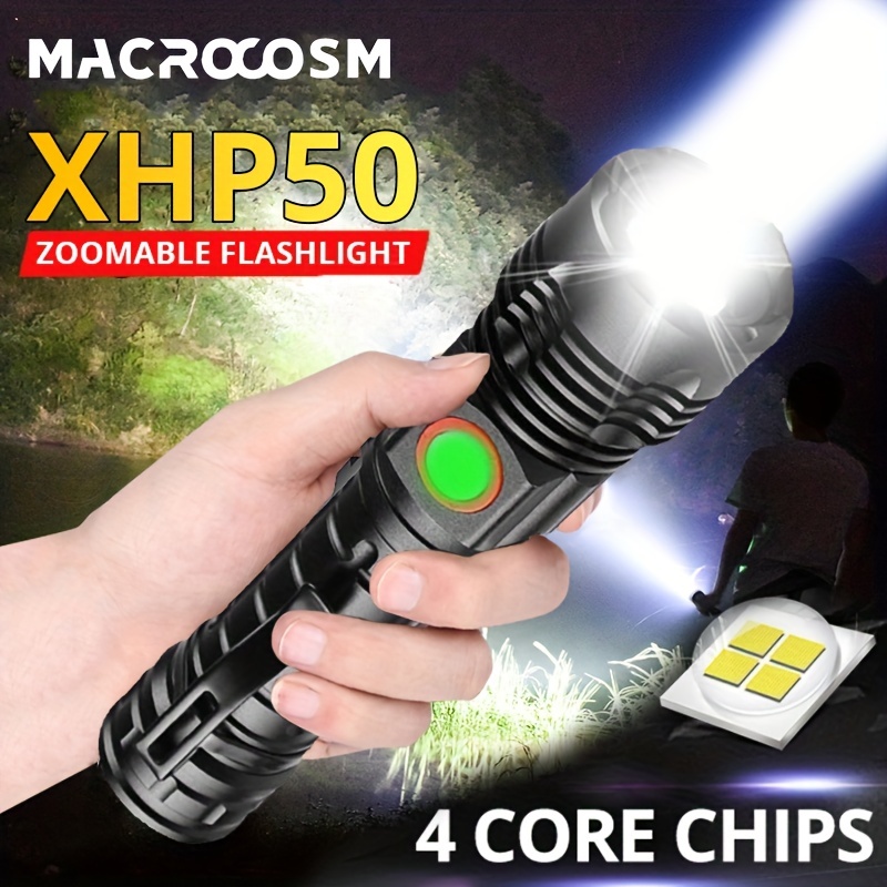 Linterna LED Súper Potente XHP50 Zoomable Táctica Recargable - Temu Chile