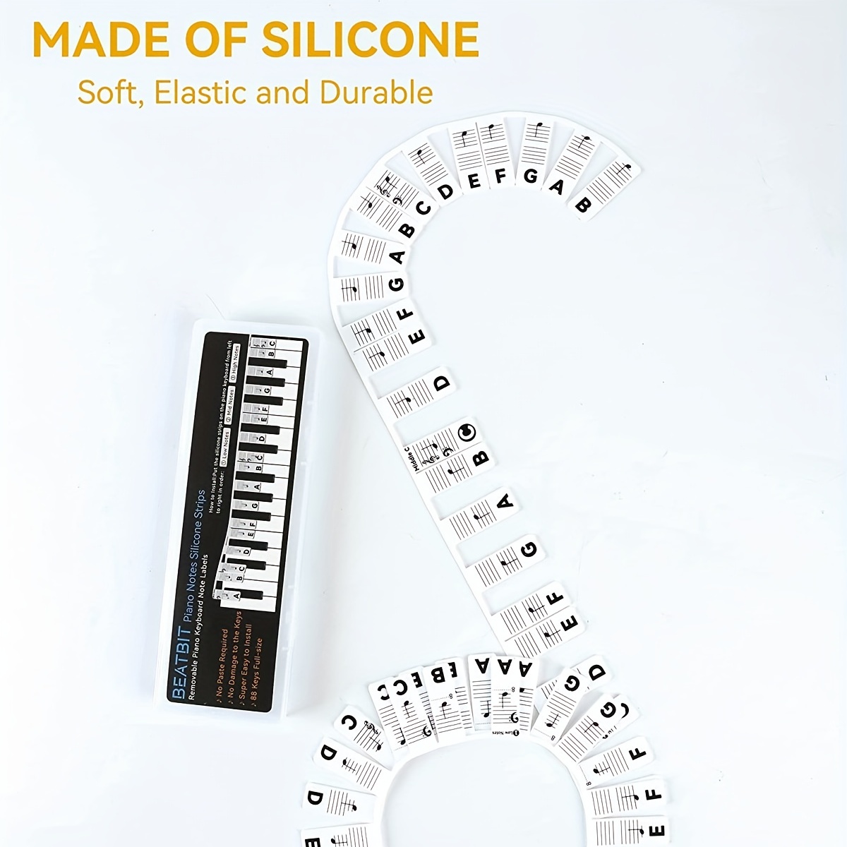 Piano Keyboard Note Label Removable Silicone Piano Notes Guide Sticker GSA