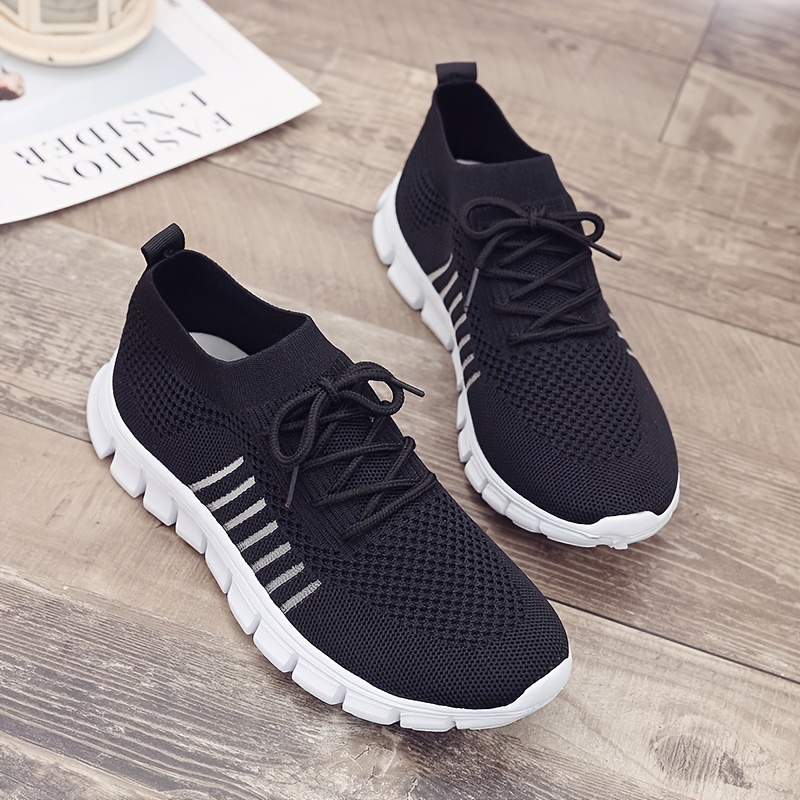 Zapatos Deportivos De Punto Para Mujer, Zapatillas Deportivas Transpirables  Con Cordones Y Parte Superior Baja, Zapatillas Antideslizantes Para  Exteriores - Temu