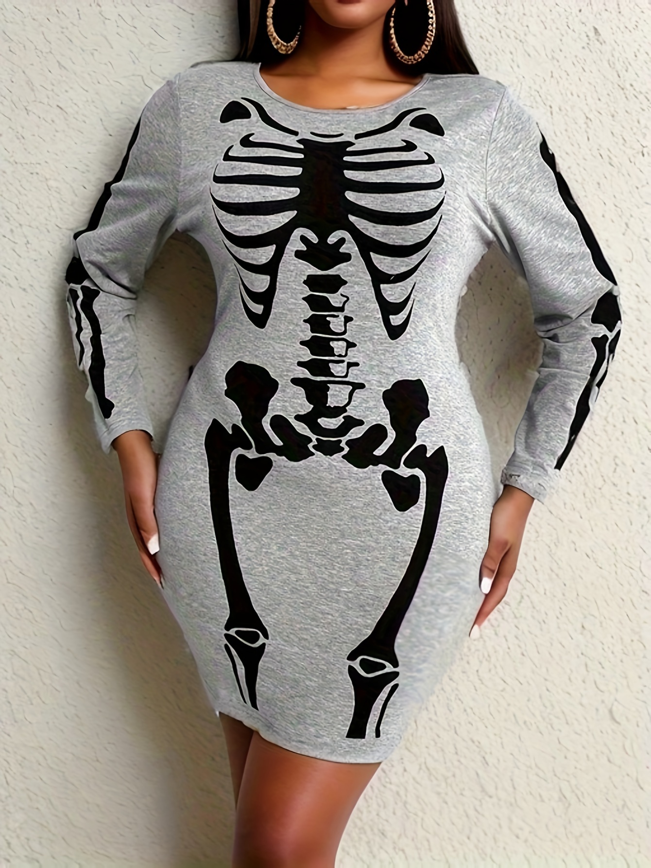 Plus Size Gothic Dress Women's Plus Abstract Skull - Temu