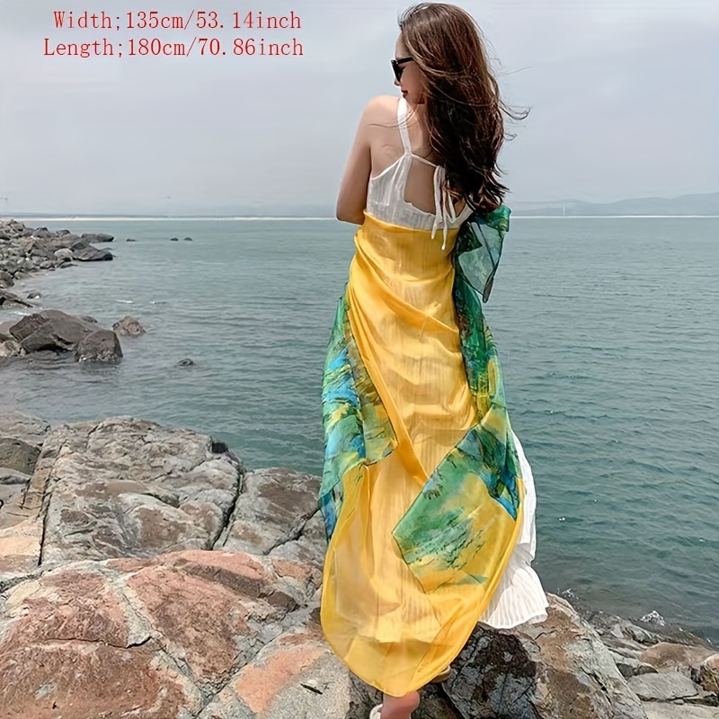 New Chiffon Silk Scarf For Women, Fashionable Sunscreen Beach