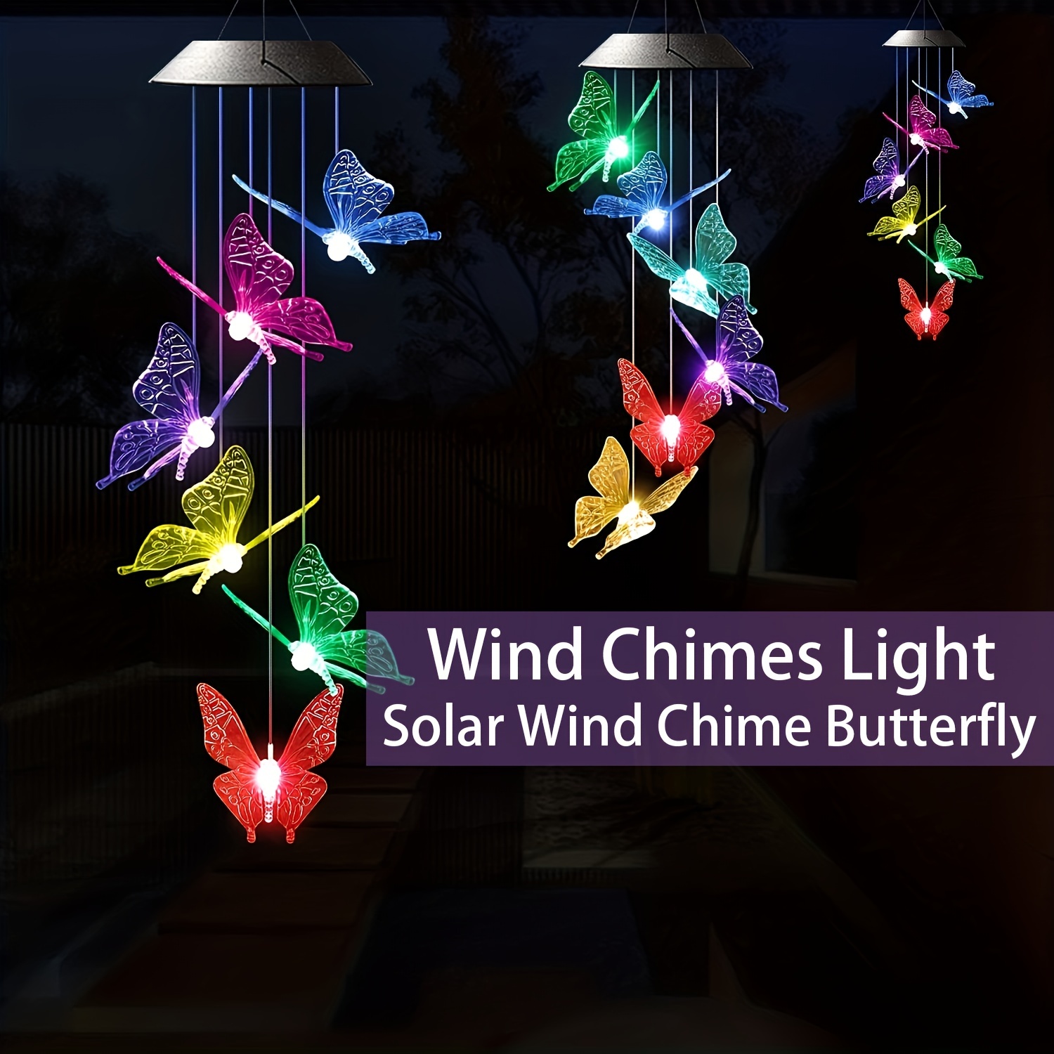 Solar Butterfly Wind Chimes Light Waterproof Romantic Solar - Temu