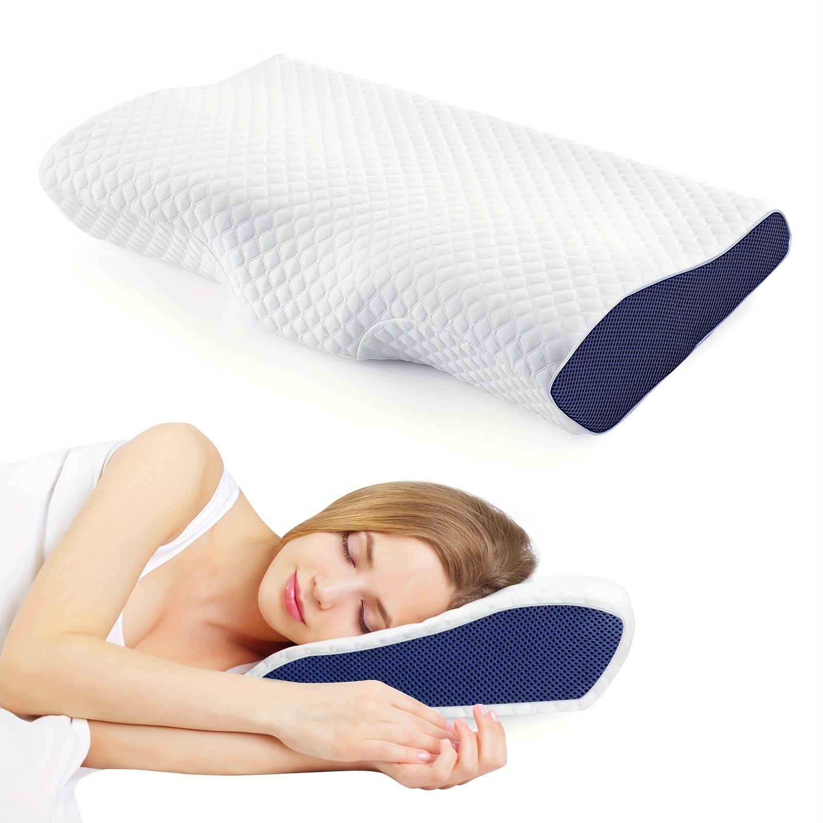 Almohada cervical de espuma viscoelástica, almohadas cervicales para  aliviar el dolor de dormir, almohada ortopédica ergonómica de apoyo  contorneada