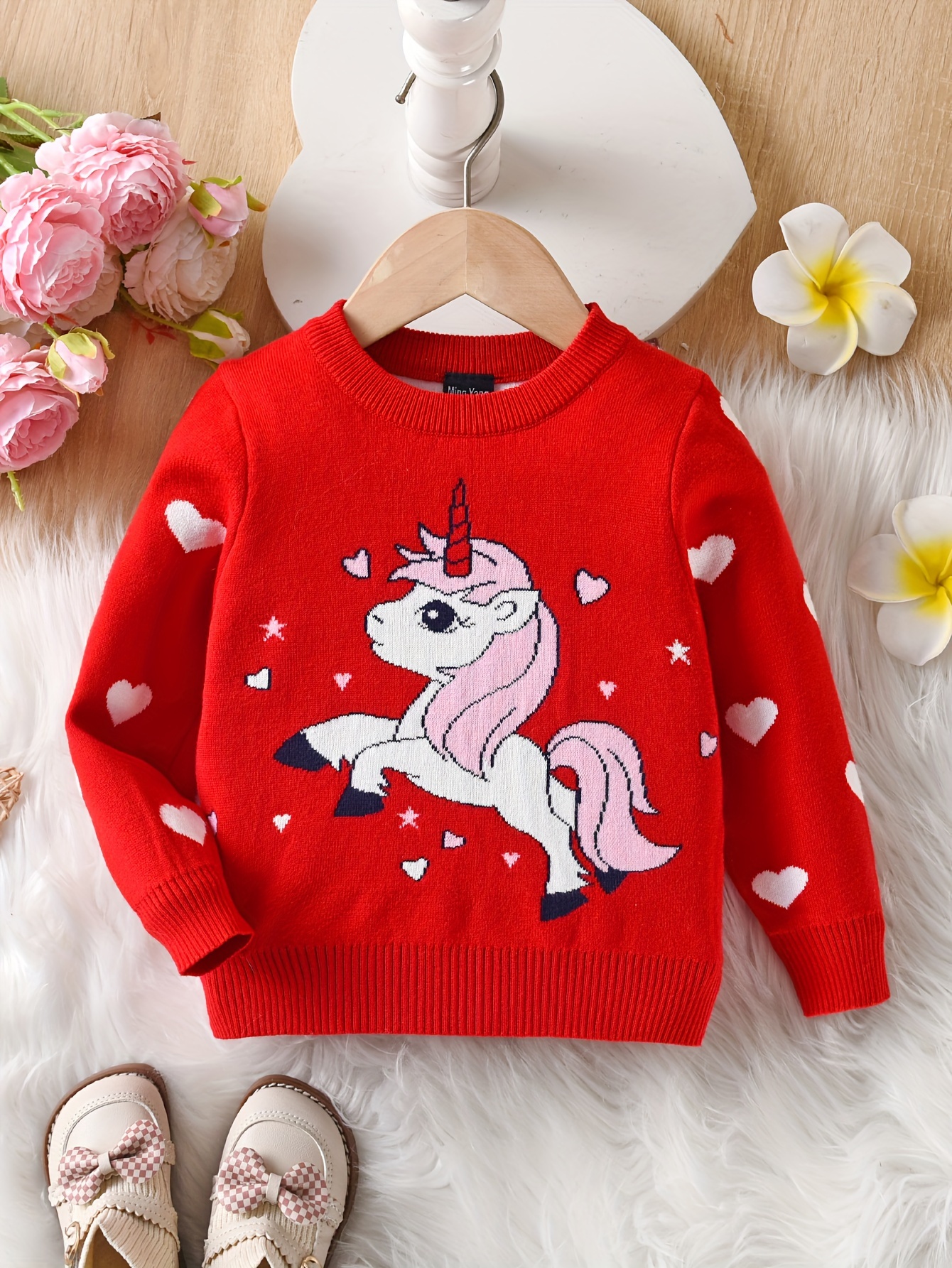 Sudadera de Niña Unicornio Rojo