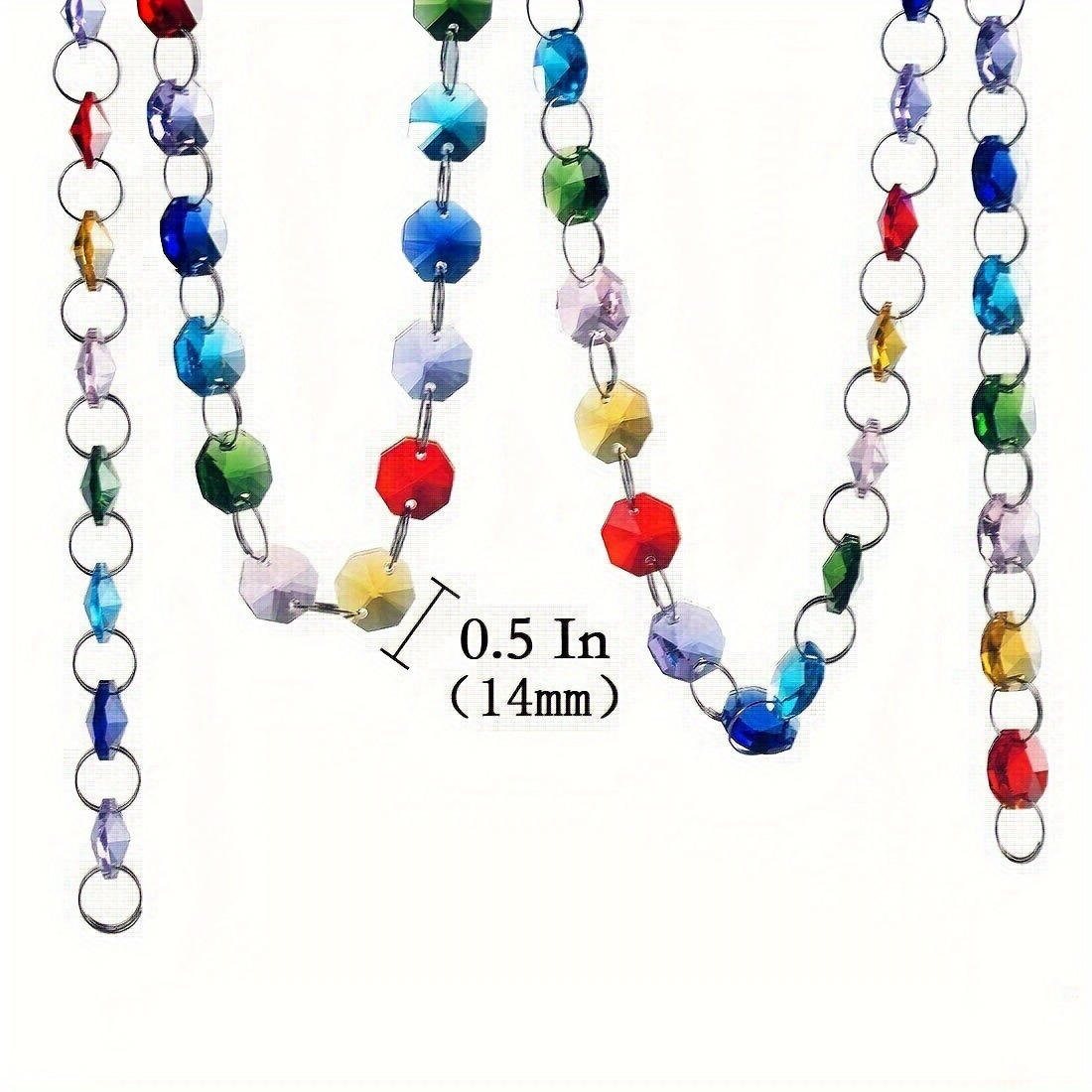 1meter Crystal Bead Chain Colorful Love Heart Oval Glass - Temu