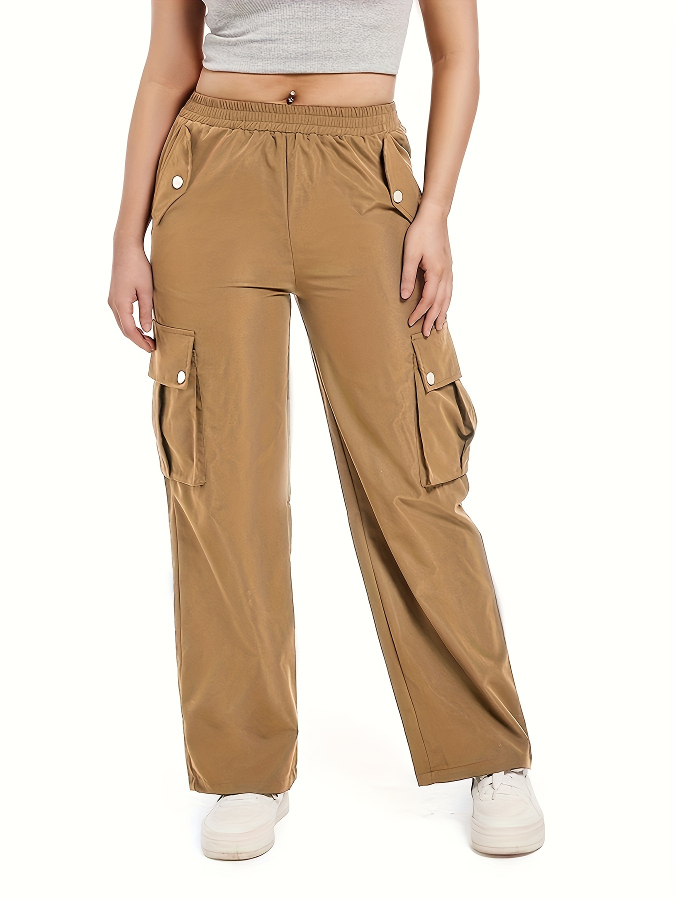 Pantalones de pana para mujer, elásticos, de cintura alta, rectos, de  pierna ancha, pantalones de descanso con bolsillos