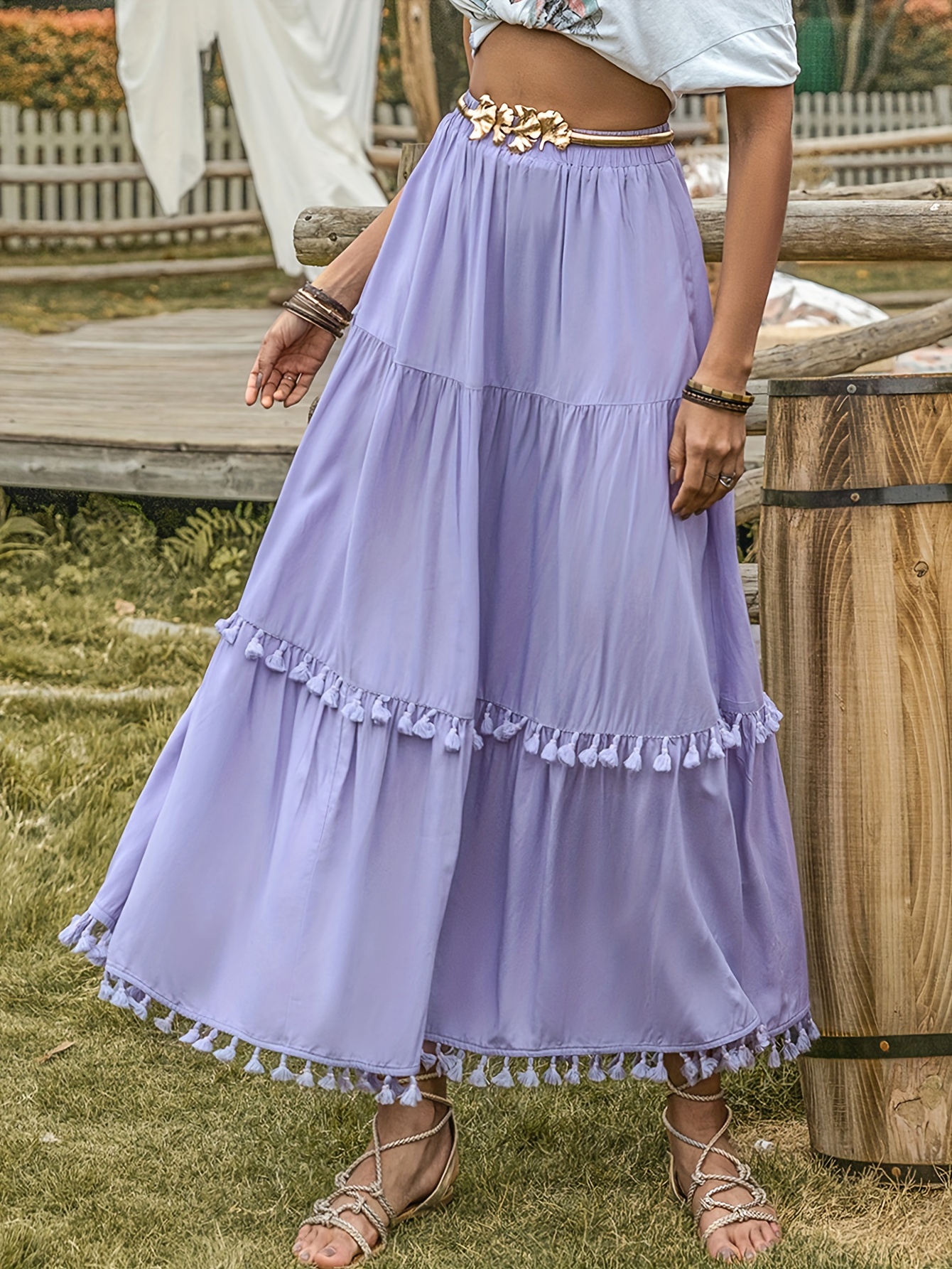 High waisted 2024 flowy maxi skirt