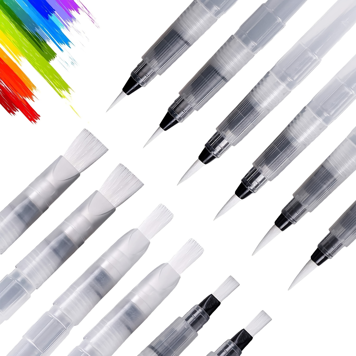 MEEDEN Water Brush Pens Set, 3 Pieces Refillable Water Color Brush Pen Set